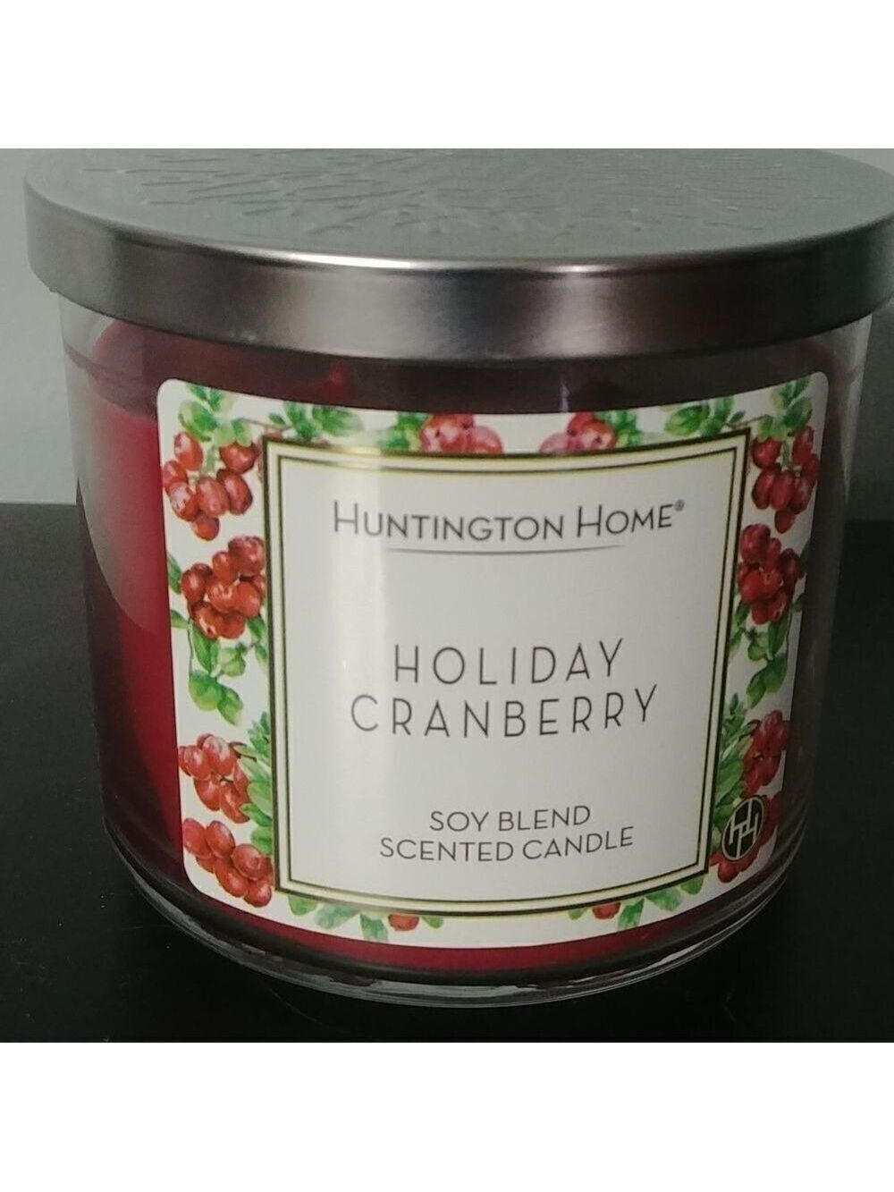 New Huntington Home Holiday Cranberry soy triple wick candle